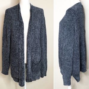Seven7 Cozy Steel Blue Chunky Teddy Cardigan w Pockets